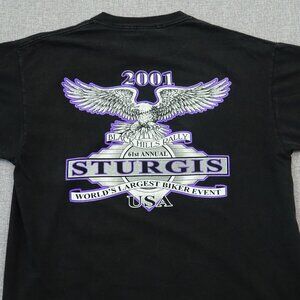 Vintage 2001 Sturgis Black Hills Rally T-Shirt XL Biker USA Eagle AllSport